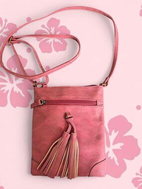 NWT Pink Distressed Crossbody Bag with Tassels